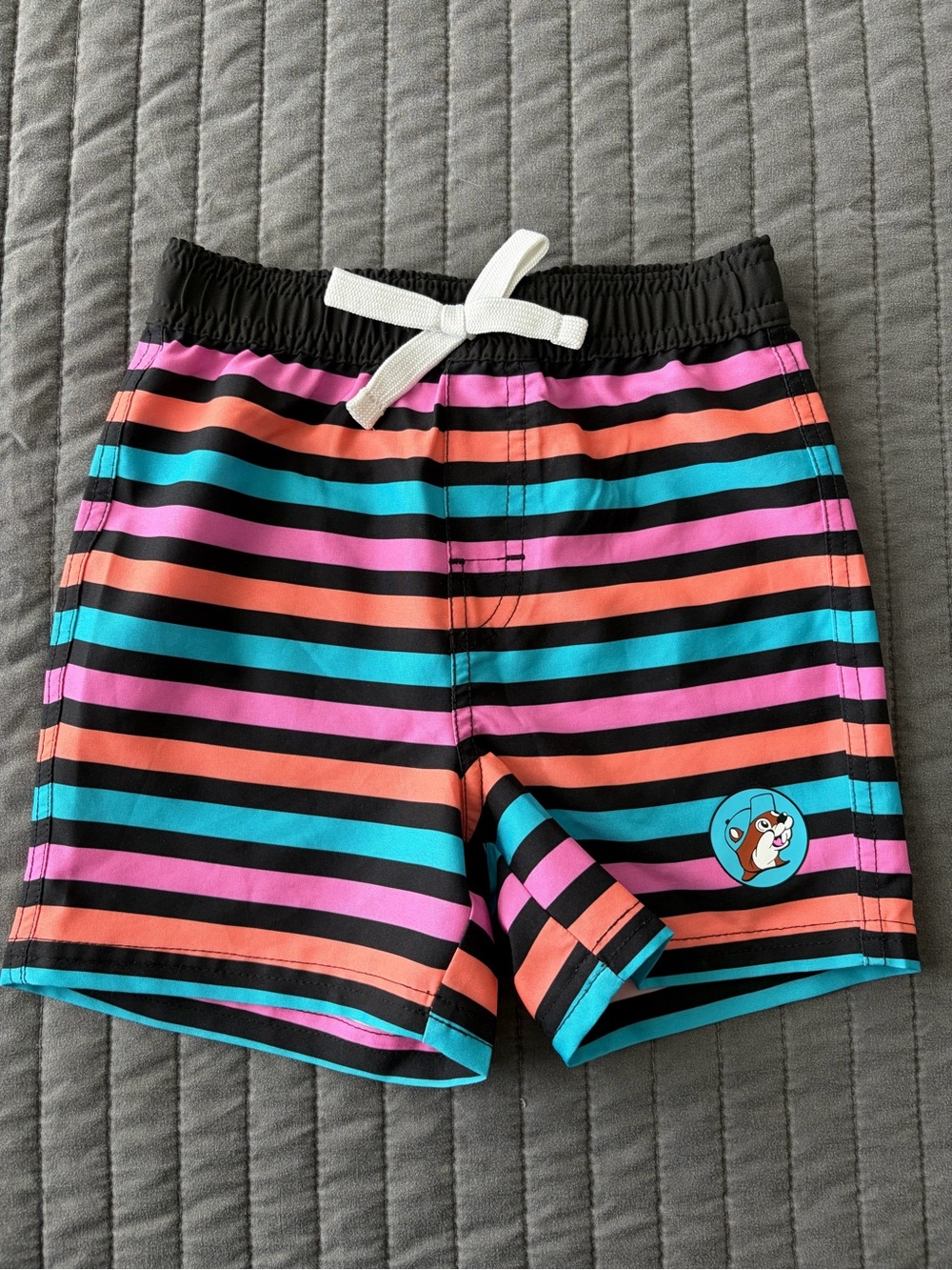 Buc-ee's Toddler Boys 2T Striped Swim Trunks Beaver Logo Board Shorts
